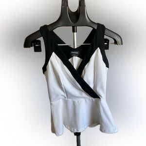 Black and White BeBe Peplum Top